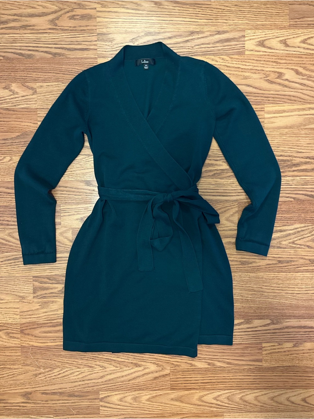 Lulus Emerald Green Cozy Wrap Dress Size XS